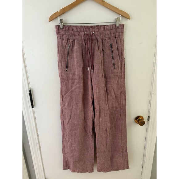 Athleta Women’s 6 Pants Cabo Linen Wide Leg Pant in Tawny Rose/Orchid Pink - Picture 2 of 9